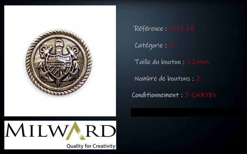 Boutons Milward - Code G, .