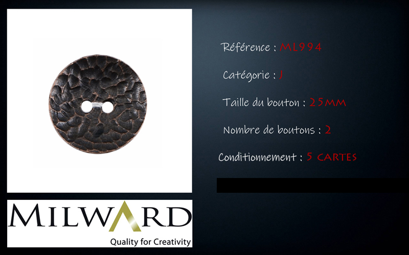 Boutons Milward - Code J, .